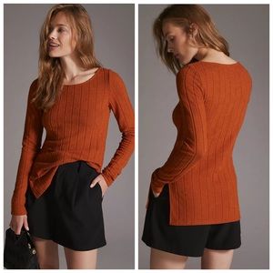Anthropologie Ribbed Side-Slit Tunic